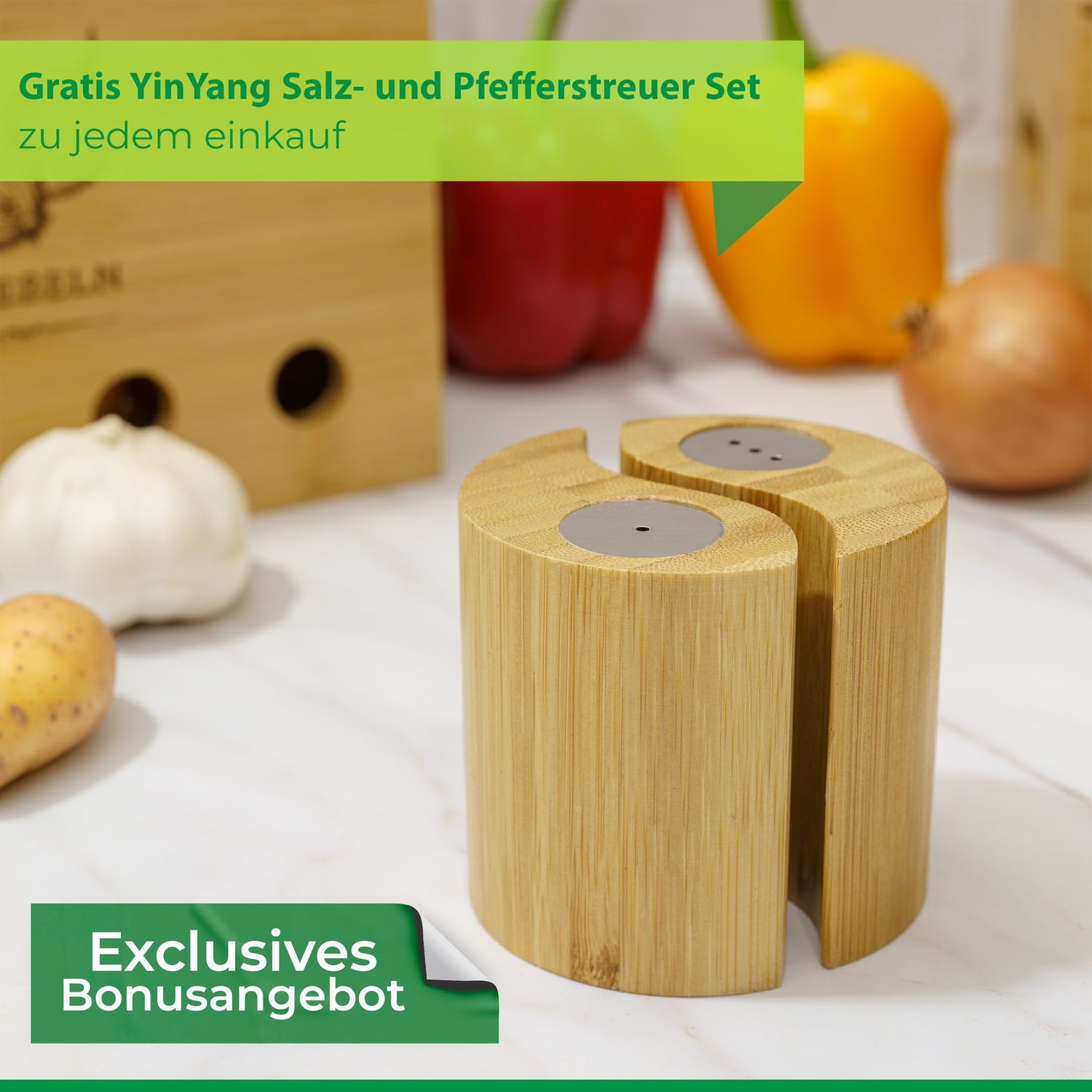 BAZELINE CREATIONS® Bambus Vorratsdosen Set [3-teilig] | Nachhaltige Küchen Organisationslösung | Perfekt für Kartoffel Lagerung, Zwiebel Lagerung und Knoblauch Lagerung